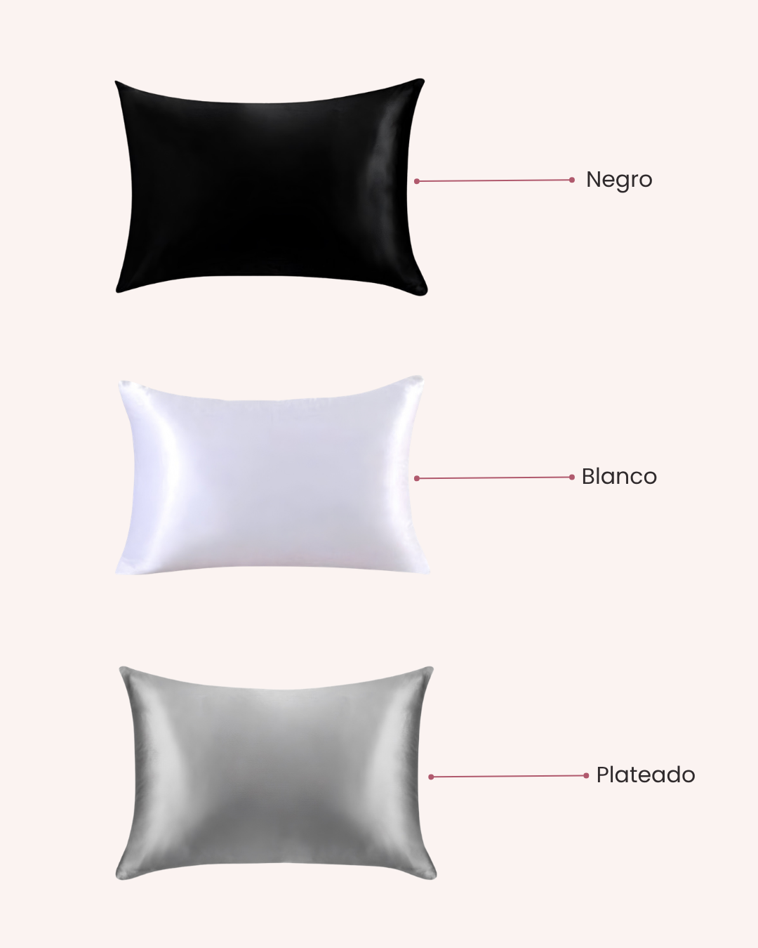 Funda de almohada Beauty Sleep en tres colores: negro, blanco y plateado